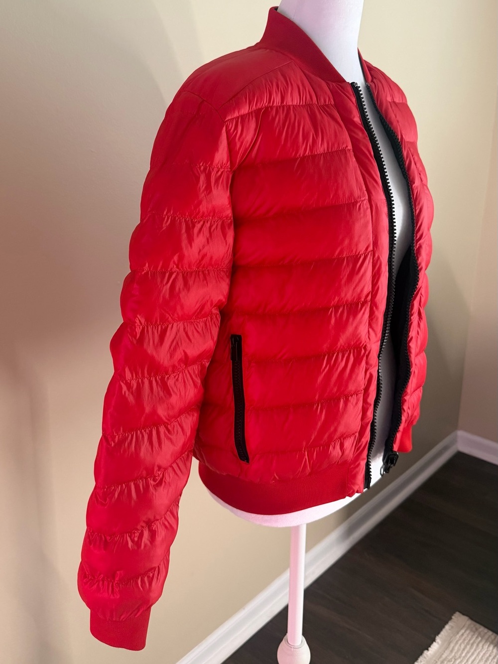 Moschino Black Bomber (black&red2 in1) Jacket with Red and White Script - Picture 4 of 5